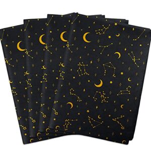 mr five 100 sheets galaxy tissue paper bulk,20" x 14",black with gold moon and star tissue paper for gift bags,moon star gift wrapping tissue paper for birthday,christmas holiday