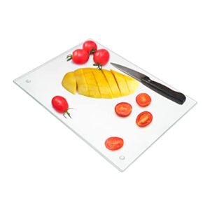jambalay tempered glass cutting board 12"x16" for kitchen dishwasher safe with rubber feet, scratch resistant, heat resistant, shatterproof