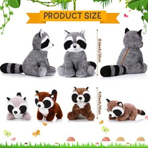 Harrycle 5 Pcs Raccoon Stuffed Animal Set 12.6'' Adorable Mommy Raccoon Plush with 4 Cute Baby Coons in Her Tummy Soft Cuddly Raccoon Plushie for Boys Girls Birthday Gifts Woodland Party Favors Decor