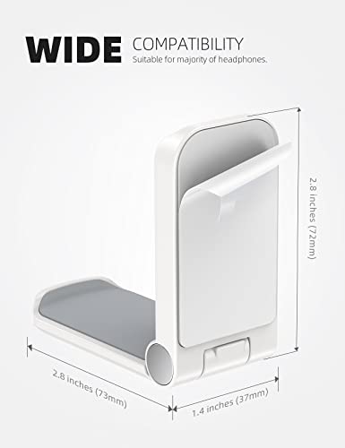 Lamicall Headphone Stand, Sticky Headset Hanger - 2 Pack Adhesive Headphone Holder Hook Mount, Headset Holder Clip Under Desk, Earphone Clamp for Airpods Max, HyperX, Sennheiser, White