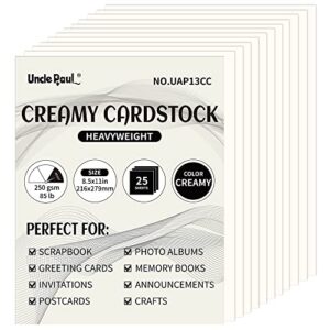creamy cardstock - 8.5'' x 11'' 85lb cover card stock heavyweight paper perfect for scrapbooks, art, crafts, business cards 25 sheets 250g uap13cc