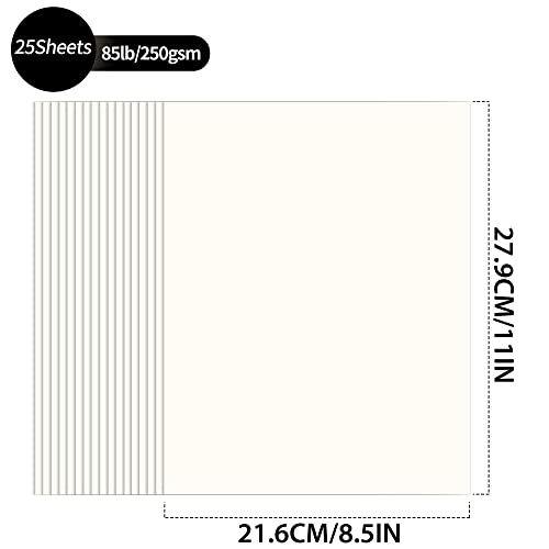 Creamy Cardstock - 8.5'' x 11'' 85lb Cover Card Stock Heavyweight Paper Perfect for Scrapbooks, Art, Crafts, Business Cards 25 Sheets 250g UAP13CC