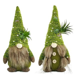 mailin 2pcs succulent gnomes plush green gnomes decorations for home tiered tray decor farmhouse decor tomte scandinavian gnomes dolls gift for plant lover