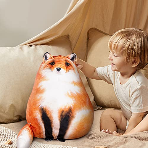 Cat Stuffed Animals Plush Pillow, Fox Plush Pillow, Raccoon Plush Pillow, Blob Soft Fox Body Pillow Plushies, Kitten Plush Throw Pillow Plush Toys Gift for Girls Boys (Fox, Small -12inch)