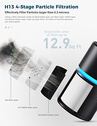 AROEVE Air Purifiers for Home Large Room Up to 1095 Sq Ft Air Cleaner Coverage CADR 220m³/h H13 True HEPA Remove 99.9% of Dust, Pet Dander, Pollen for Office, Bedroom, MK03- Black