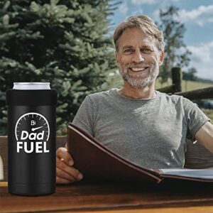 Tutmyrea Stainless Steel Insulated Can Cooler for Father's Day, Double-walled Vacuum Skinny Can Coozie for 12 Oz Tall Slim Cans, Gift for Dad (Dad Fuel-Black)