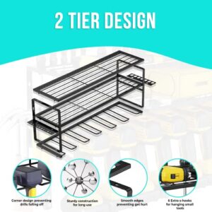 JMLUX Power Tool Organizer with 6 Drills Holder | Wall Mounted 3 Layer Tool Box Organizer | Heavy-Duty Metal Tool Holder Rack for Workshop and Garage| Perfect for Drill and Metal Tools Storage