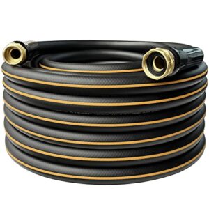 dayistools heavy duty hybrid garden hose 50 ft, flexible kink resistant water hose 5/8 in x 50ft, lightweight, super durable, all-weather, burst 600 psi, 3/4 in ght solid brass fittings, black orange