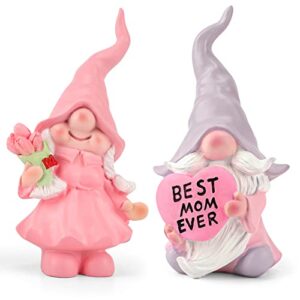 zonling gifts for mom from daughter - mother day gnomes figurines gift, 2 pcs cute gnomes decorations for home birthday gifts best mom ever ornaments