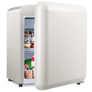 kismile retro mini fridge with freezer,1.7cu. ft small fridge with adjustable removable glass shelves, mechanical control, compact refrigerator for office, dorm, bedroom (white)