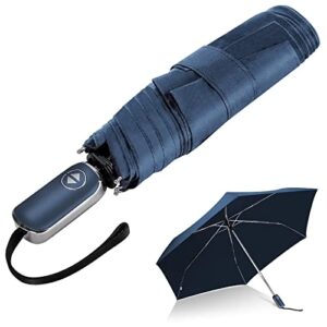 leagera automatic flat umbrella -collapsible portable pocket umbrella for travel - compact mini small ultralight umbrella for backpack,blue