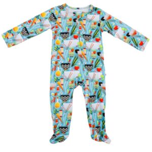 jade&kai bamboo footie pajamas | naptime n' noodles | soft and stretchy | gentle on skin | zipper closure | multiple sizes (0-3mo)