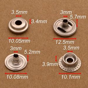 25Sets 12.5mm Stainless Steel Fastener Snap Press Stud Button with Punching Tools Kits for Coats Bags Leathers Marine Boat Canvas Silver with Tools