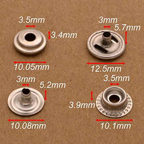 25Sets 12.5mm Stainless Steel Fastener Snap Press Stud Button with Punching Tools Kits for Coats Bags Leathers Marine Boat Canvas Silver with Tools