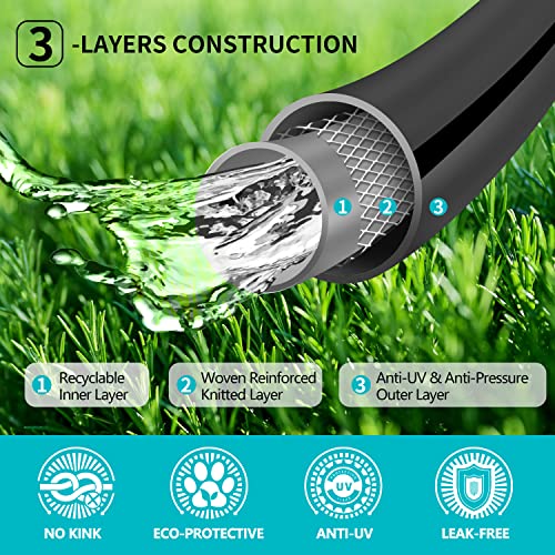 Hopegiver 5/8"x15FT Flexible Garden Hose, Hybrid Water Hose Heavy Duty, Kink Free, Leakproof, Lightweight, Garden Hose for Outdoor, Lawn, Car Wash, Backyard, Burst 500 PSI