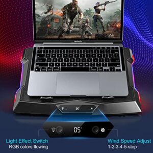 SATNK Gaming Laptop Cooling Pad with 8 Powerful Silent Cooling Fans, RGB Lights Laptop Cooler 12-16 Inch, Laptop Cooling Stand with 5 Adjustable Heights, 3 USB Ports,5ft (1.5m) Extra Long Cable