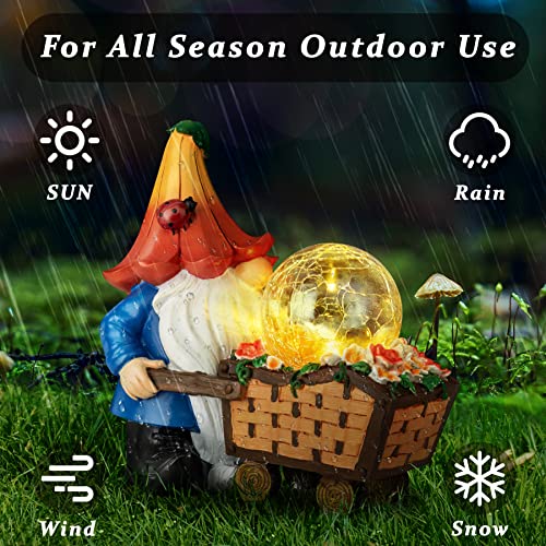 Grovind Garden Gnomes Outdoor Decorations Solar Gnomes Garden Statues, Garden Gnome Decor Holding Magic Orb with LED Lights, Gnomes Outdoor Clearance for Garden Patio Lawn Decor Gnome Gift
