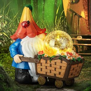 grovind garden gnomes outdoor decorations solar gnomes garden statues, garden gnome decor holding magic orb with led lights, gnomes outdoor clearance for garden patio lawn decor gnome gift