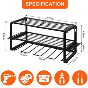 Power Tool Organizer, Drill Holder Wall Mount, Drill Storage Rack, Garage 3 Layers Cordless Tool Organizer, Floating Tool Shelf with 4 Drill Holders