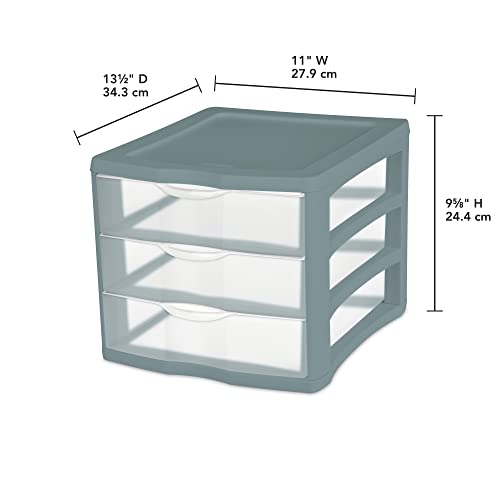 3 Drawer Unit, Plastic, Aqua Slate, Adult, Set of 4