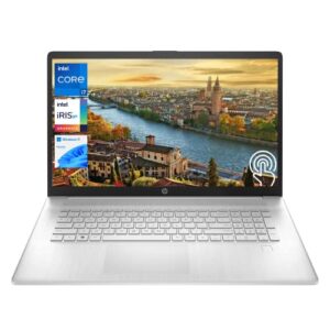 hp laptop, 17.3” hd+ touchscreen display, intel core i7-1255u processor, 16gb ram, 1tb pcie ssd, backlit keyboard, fingerprint reader, wi-fi, windows 11 home, silver