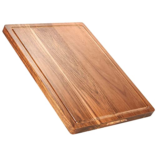 Wood Cutting Boards for Kitchen, Large Charcuterie boards,Reversible Wooden Chopping Board With Juice Grooves and Handles,Ideal for Chopping Meat, Vegetables, Fruits, Bread, Cheese, 17x12"