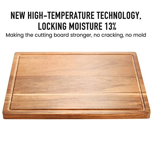 Wood Cutting Boards for Kitchen, Large Charcuterie boards,Reversible Wooden Chopping Board With Juice Grooves and Handles,Ideal for Chopping Meat, Vegetables, Fruits, Bread, Cheese, 17x12"