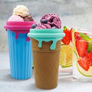 [Upgrade 500ML] Slushy Cup Slushy Maker Cup TIK TOK Frozen Magic Squeeze Cup - Quick Cool Slushy Milk Shake Ice Cream Smoothies Cup(500ml Brown)