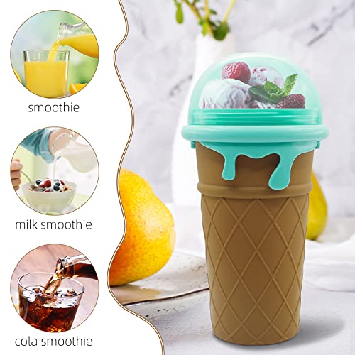 [Upgrade 500ML] Slushy Cup Slushy Maker Cup TIK TOK Frozen Magic Squeeze Cup - Quick Cool Slushy Milk Shake Ice Cream Smoothies Cup(500ml Brown)