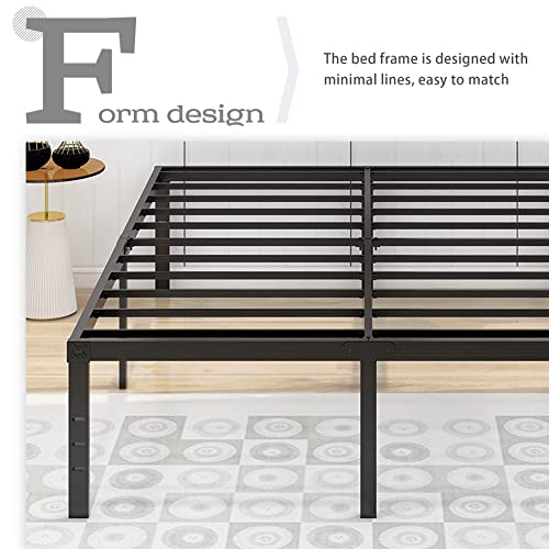 alazyhome Twin Size Bed Frame 14 Inch Metal Platform Bed Frame Heavy Duty Steel Slats Support No Box Spring Needed Noise-Free Easy Assembly Black