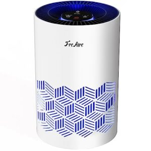 freaire air purifiers for home, h13 hepa air purifier with rgb lights air cleaner for home bedroom portable air purifier with speed control for dust smoke pollen dander smell-white