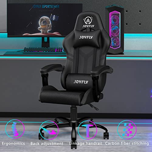 JOYFLY Gaming Chair, Computer Chair Gaming Chairs for Adults with High Back, Gamer Chair Ergonomic PC Gaming Chair with Lumbar Support, Silla Gamer High Back Rocking Style Office Chair, 350lbs, Black