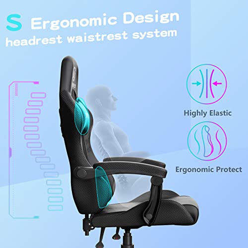 JOYFLY Gaming Chair, Computer Chair Gaming Chairs for Adults with High Back, Gamer Chair Ergonomic PC Gaming Chair with Lumbar Support, Silla Gamer High Back Rocking Style Office Chair, 350lbs, Black