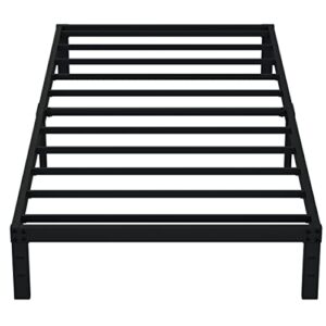 emoda 10 inch twin bed frames no box spring needed, heavy duty metal twin platform bed frame, noise free, easy assembly, black