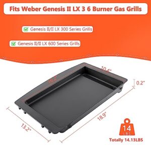 QuliMetal 7599 Cast Iron Griddle for Weber Genesis II 300 600 Series Gas Grill, Genesis II E/S-310, II E-315, I E-335, II S-335, II SE-335 and II E-610, Replace for Weber 7599 66095 66089