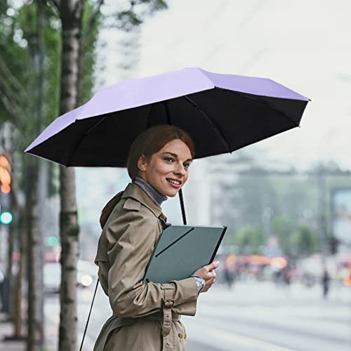 Kavoilauri Small Pocket Umbrella - Mini Folding Compact Umbrella with Case, Travel Umbrella for Rain,8 Ribs Lightweight Portable Umbrella for Girls and Women(Purple)