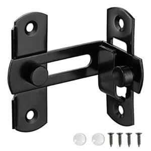 xqdwx 90 degree barrel bolt door lock, thickened stainless steel door lock, sliding door latch, with bumper pads, black, 4 inch, 904bb-bl-1