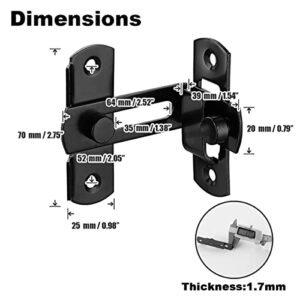 XQDWX 90 Degree Barrel Bolt Door Lock, thickened Stainless Steel Door Lock, Sliding door latch, With Bumper Pads, Black, 4 Inch, 904BB-BL-1