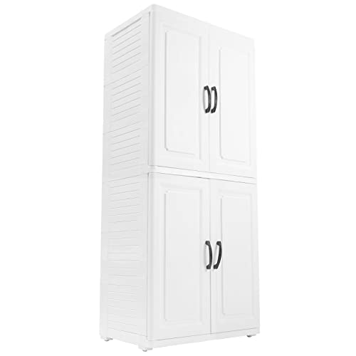 Gdrasuya10 Waterproof Storage Cabinet, 2 Layers PP Modern Furniture Bedroom Storage Shelves Plastic Storage for Bedroom, Living Room, Office, 22.44" L*15.74" W*51.57"