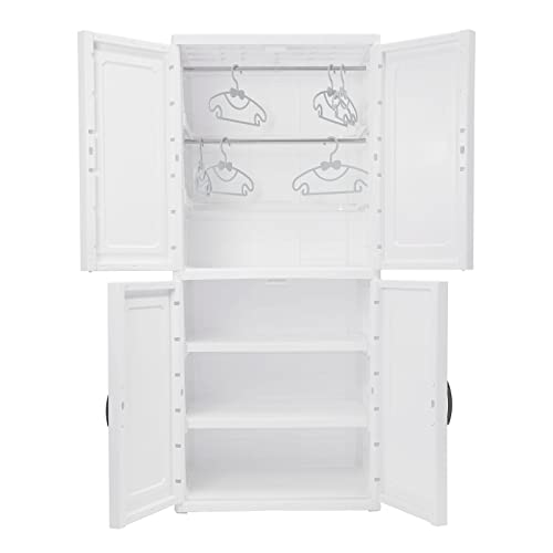 Gdrasuya10 Waterproof Storage Cabinet, 2 Layers PP Modern Furniture Bedroom Storage Shelves Plastic Storage for Bedroom, Living Room, Office, 22.44" L*15.74" W*51.57"