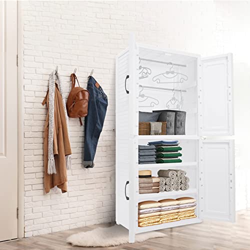 Gdrasuya10 Waterproof Storage Cabinet, 2 Layers PP Modern Furniture Bedroom Storage Shelves Plastic Storage for Bedroom, Living Room, Office, 22.44" L*15.74" W*51.57"