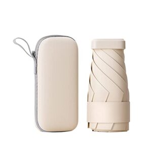 cloudia mini umbrella for purse, portable and compact perfect for rain and sun with uv protection (beige)
