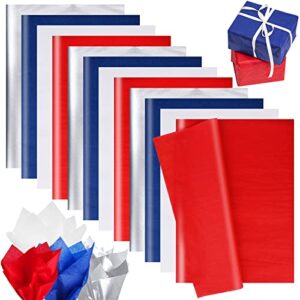 bolsome 100 sheets 20 * 14 inches red white blue silver tissue paper for gift wrapping, patriotic tissue paper for gift bags for veterans day christmas party diy craft