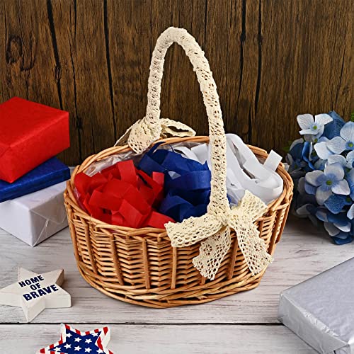Bolsome 100 Sheets 20 * 14 Inches Red White Blue Silver Tissue Paper for Gift Wrapping, Patriotic Tissue Paper for Gift Bags for Veterans Day Christmas Party DIY Craft
