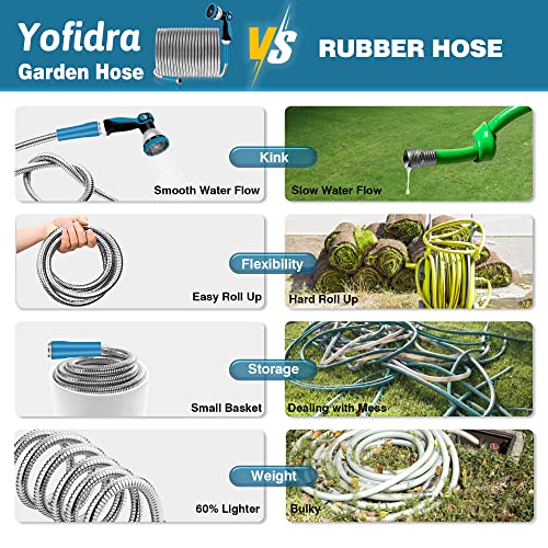 Garden Hose 50 ft Metal - Stainless Steel Water Hose Flexible Lightweight Garden Hose Collapsible and No Kink Water Pipe