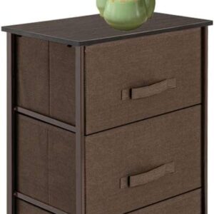 AFFAVON Stylish and Space-Saving Fabric Dresser Storage Chest with Sturdy Steel Frame, Wood Top & Handles - Perfect for Organizing Your Home, Bedroom, Hallway, Entryway, Closets and Nurseries (Brown)