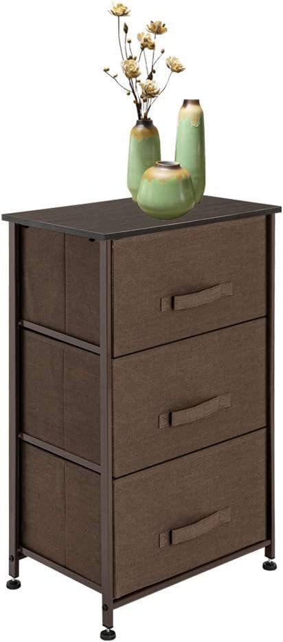 AFFAVON Stylish and Space-Saving Fabric Dresser Storage Chest with Sturdy Steel Frame, Wood Top & Handles - Perfect for Organizing Your Home, Bedroom, Hallway, Entryway, Closets and Nurseries (Brown)