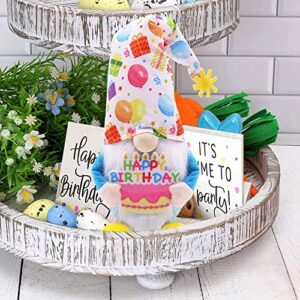 Birthday Gnomes Happy Birthday Decorations Tomte Plush Birthday Gifts, Handmade Party Hat With Colorful Balloons, Cute Birthday Gnomes for Party Tiered Tray Decor, Birthday Gifts for Kids and Women