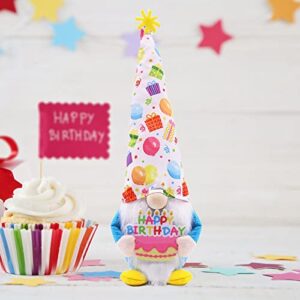 Birthday Gnomes Happy Birthday Decorations Tomte Plush Birthday Gifts, Handmade Party Hat With Colorful Balloons, Cute Birthday Gnomes for Party Tiered Tray Decor, Birthday Gifts for Kids and Women