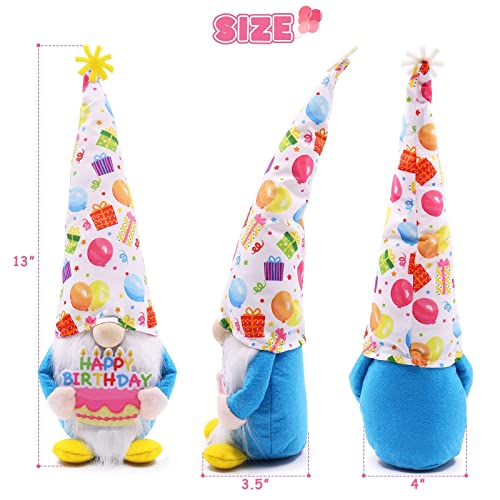 Birthday Gnomes Happy Birthday Decorations Tomte Plush Birthday Gifts, Handmade Party Hat With Colorful Balloons, Cute Birthday Gnomes for Party Tiered Tray Decor, Birthday Gifts for Kids and Women